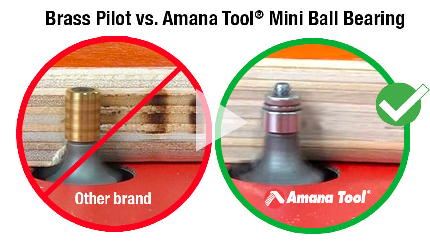 Piloto de latón vs Mini rodamiento de bolas Amana Tool® | HerramientasHoy