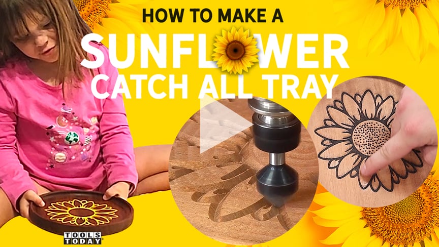 Planos CNC de la bandeja Sunflower Catch All, hecha de 3 maneras, descargable y personalizable